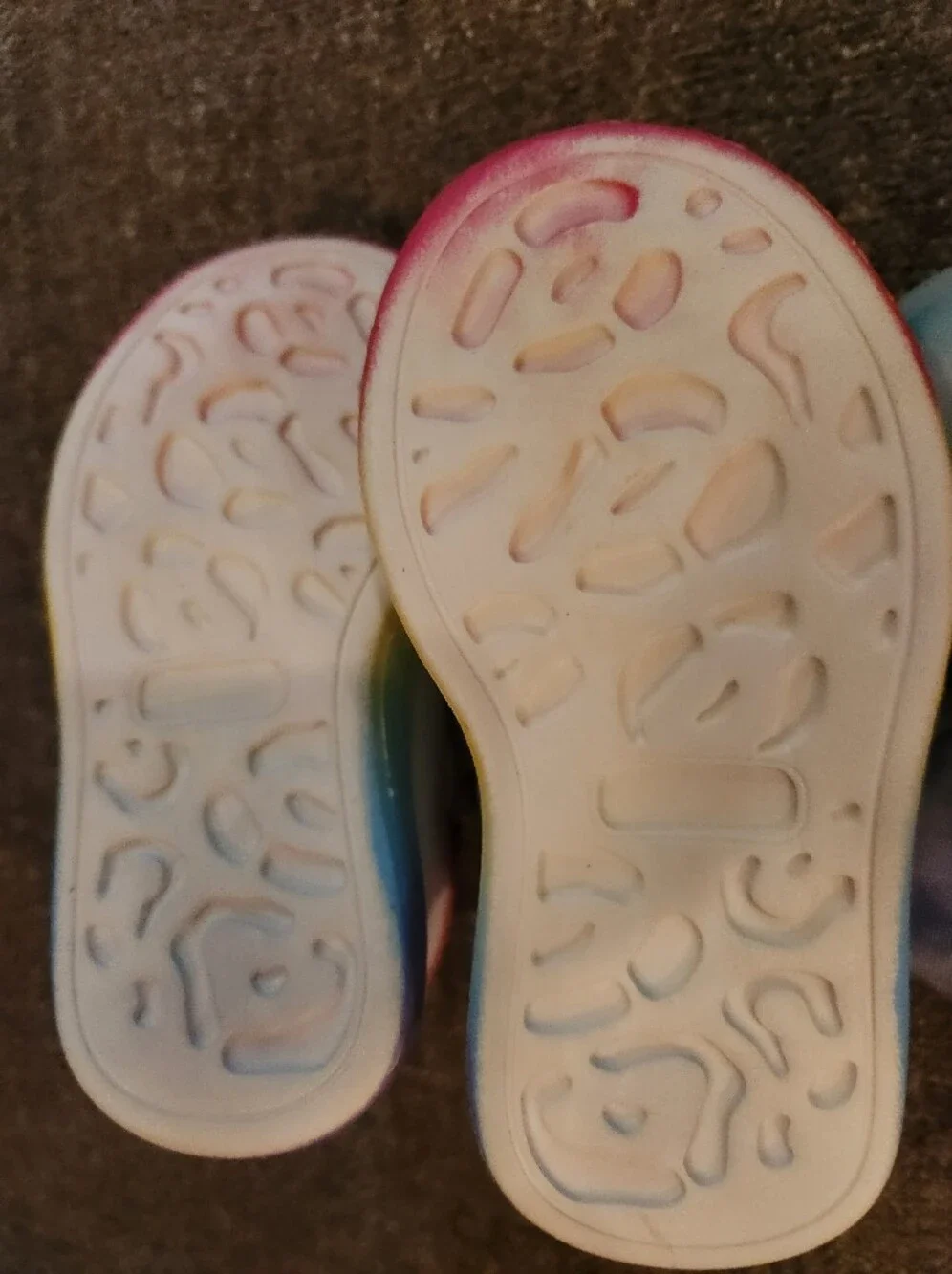 NWOT Kids White Sneakers with Pink Heel and Rainbow Sole, Size 7T